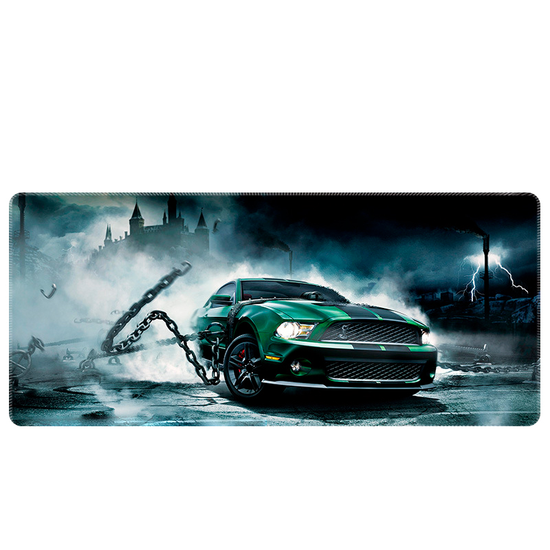 Коврик автомобильный тканевый VOLTRONIC Ford Mustang GT 3 мм с боковой прошивкой 300x800 мм Зеленый (35695)