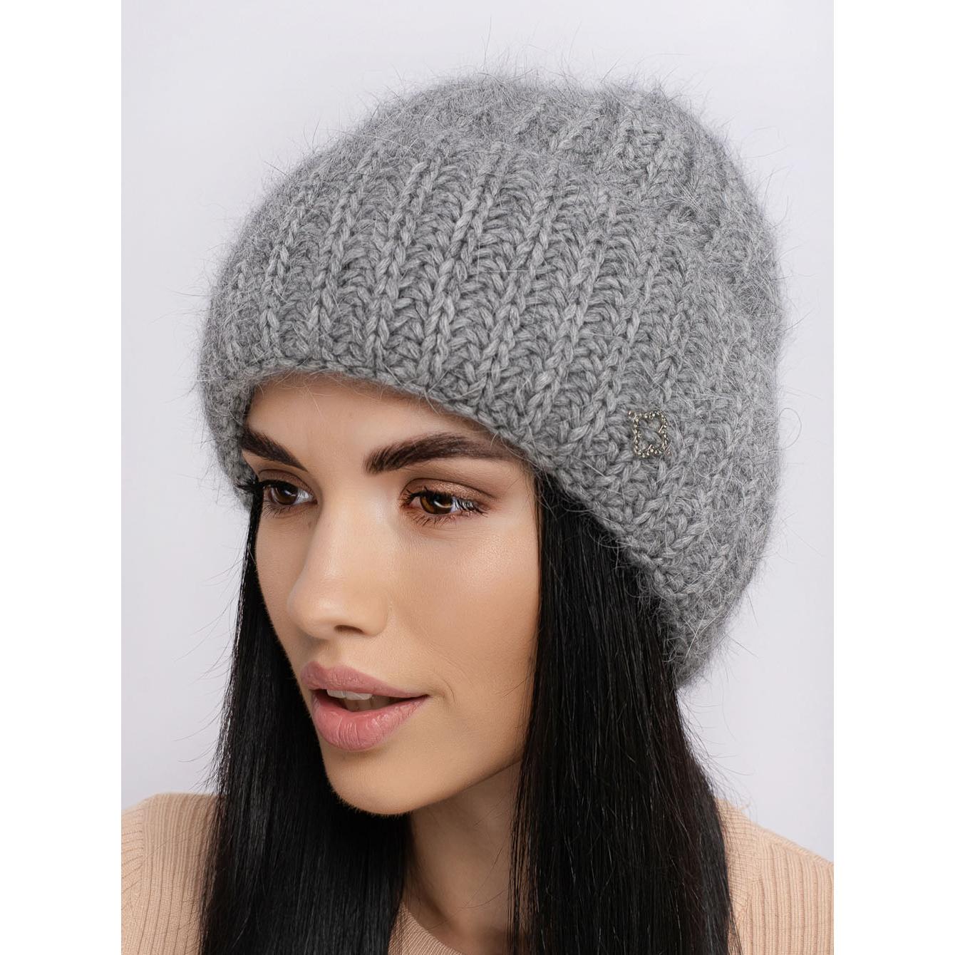 Шапка ангоровая Leks Троянда one size Серый - фото 1 Шапка ангоровая Leks Троянда one size Серый - фото 1