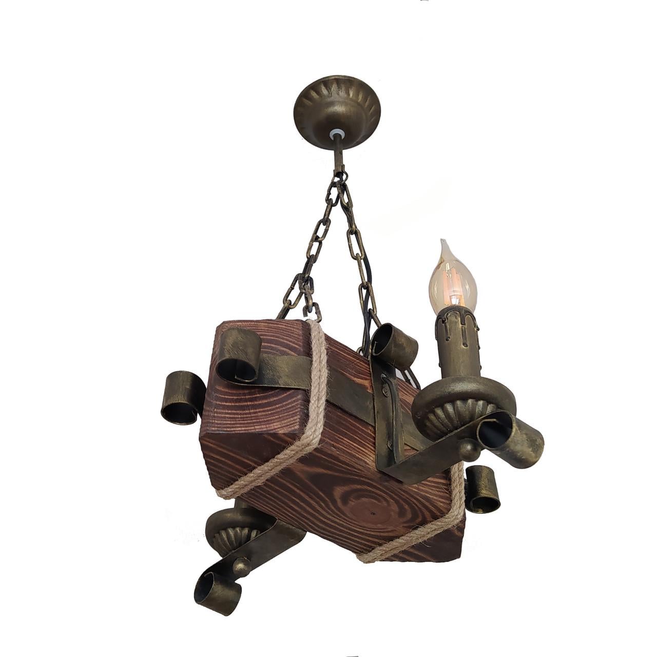 Люстра подвесная деревянная Lighthouse LPR-20103/2P Свечи Коричневый (112178)