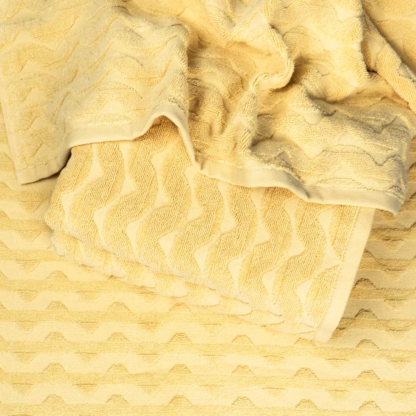 Рушник банний GM Textile Хвиля жакардовий 100х150 см Жовтий (500-150-Wave-yellow) - фото 4