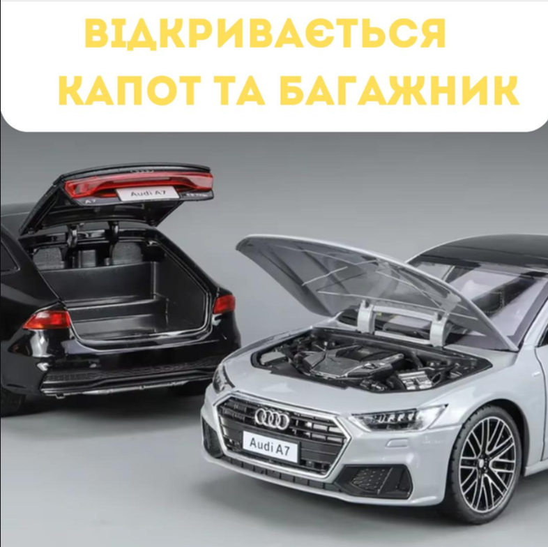 Іграшкова машинка Audi A7 сіра 1:24 21 см - фото 4