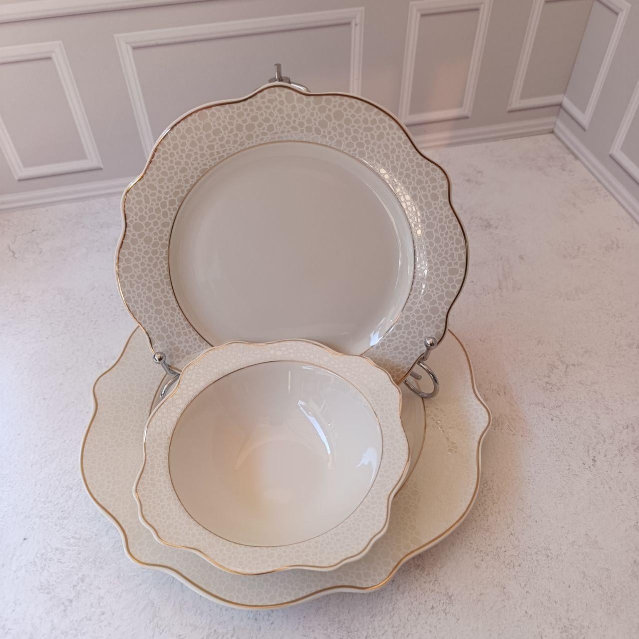 Столовый сервиз Kameliya Perla фарфоровый 18 пр. 6 персон Белый (401-0086)