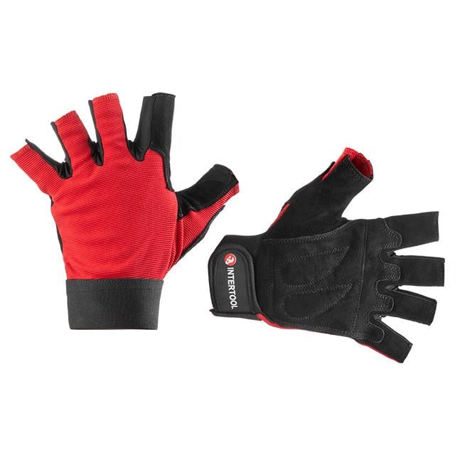 Рукавичка без пальців Intertool шкіряна посилення на долоні і фіксація ремінцем на липучці 10 " (SP-0)