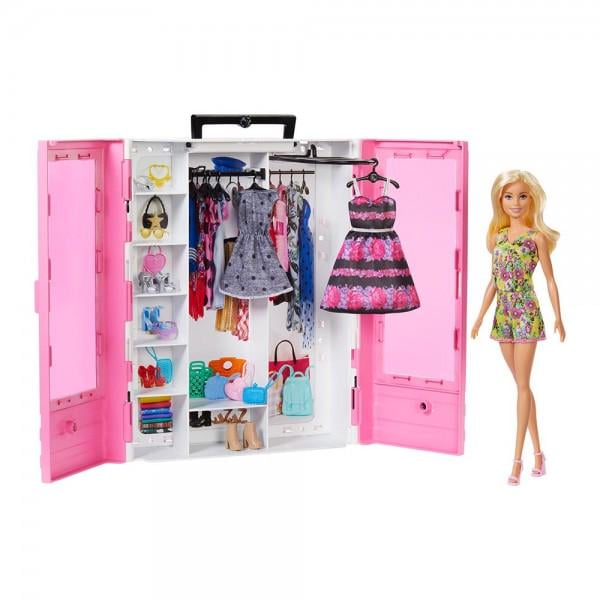 Лялька Барбі ігровий набір barbie та модний шкаф з одягом та аксесуарами Mattel