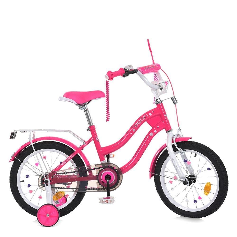 Велосипед для дівчинки PROF1 Star 18" з багажником Малиновий - фото 1 Велосипед для дівчинки PROF1 Star 18" з багажником Малиновий - фото 1