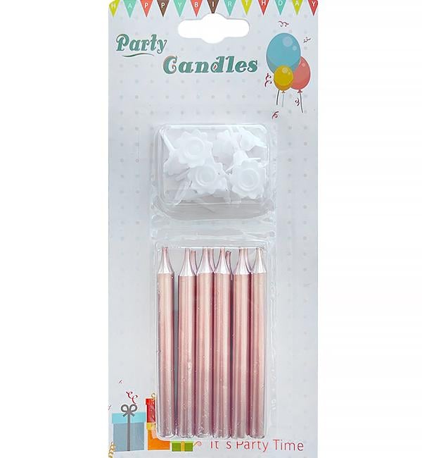 Свечи в торт Pencil набор 12 шт. Розовое золото