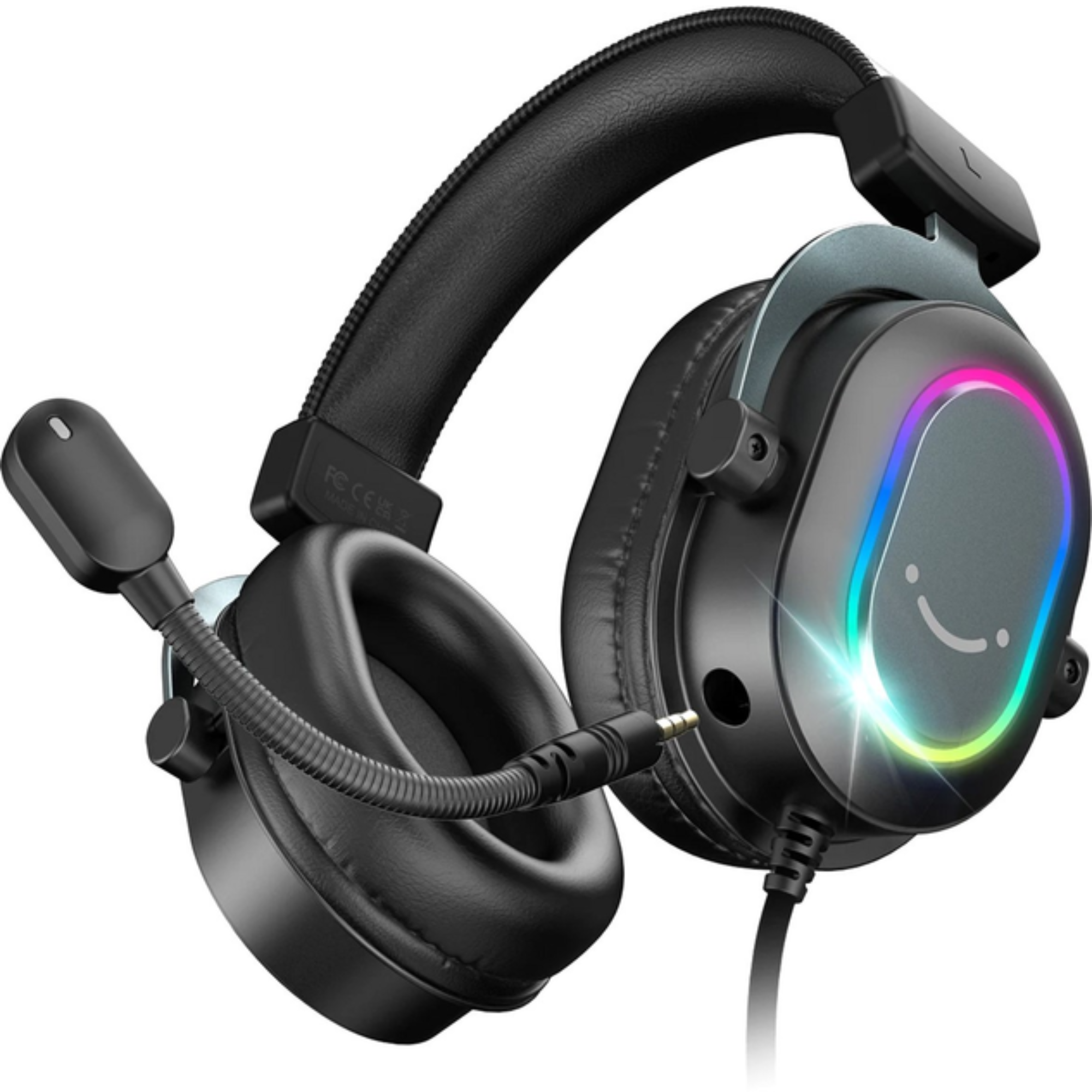 Наушники Fifine H6 с RGB подсветкой и съемным микрофоном Black - фото 1