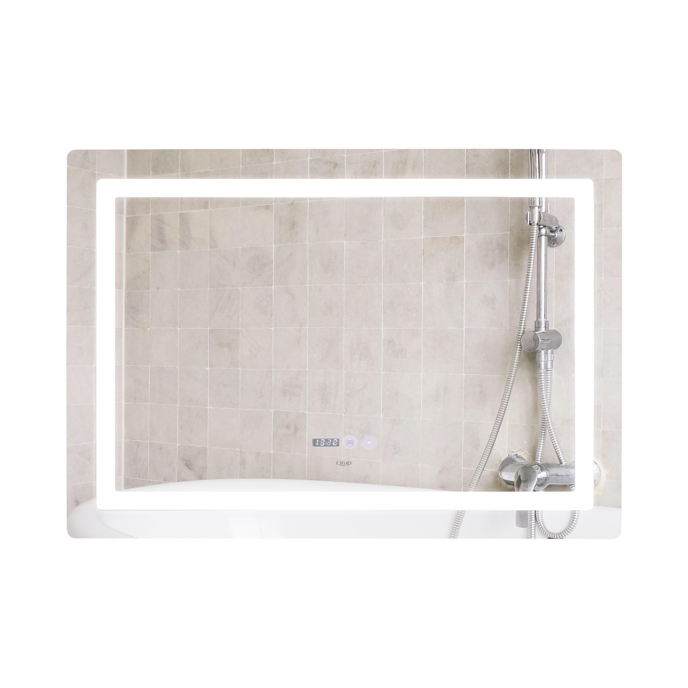 Зеркало Qtap Mideya с LED-подсветкой Touch с антизапотением/часами/димером/регулировкой яркости 1000х700 мм (QT2078NCF10070W)