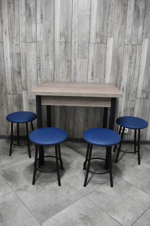 Кухонний комплект Оскар стіл розкладний/табурети 4 шт. в чорному корпусі 60х80/80х120х75 см Трюфель/Синій (28374492)