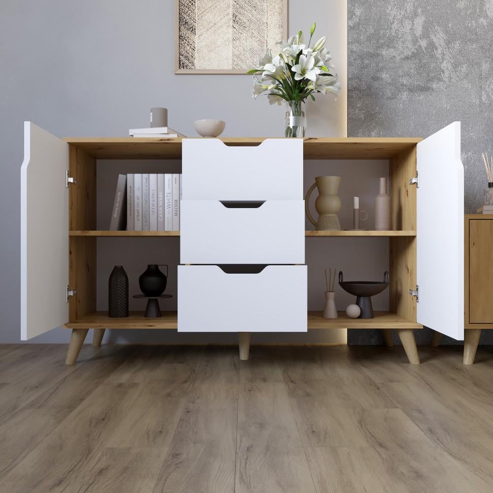 Комод в гостиную М-Зон Борн 1200 Дуб артизан/Белый (MZN-031092) - фото 3