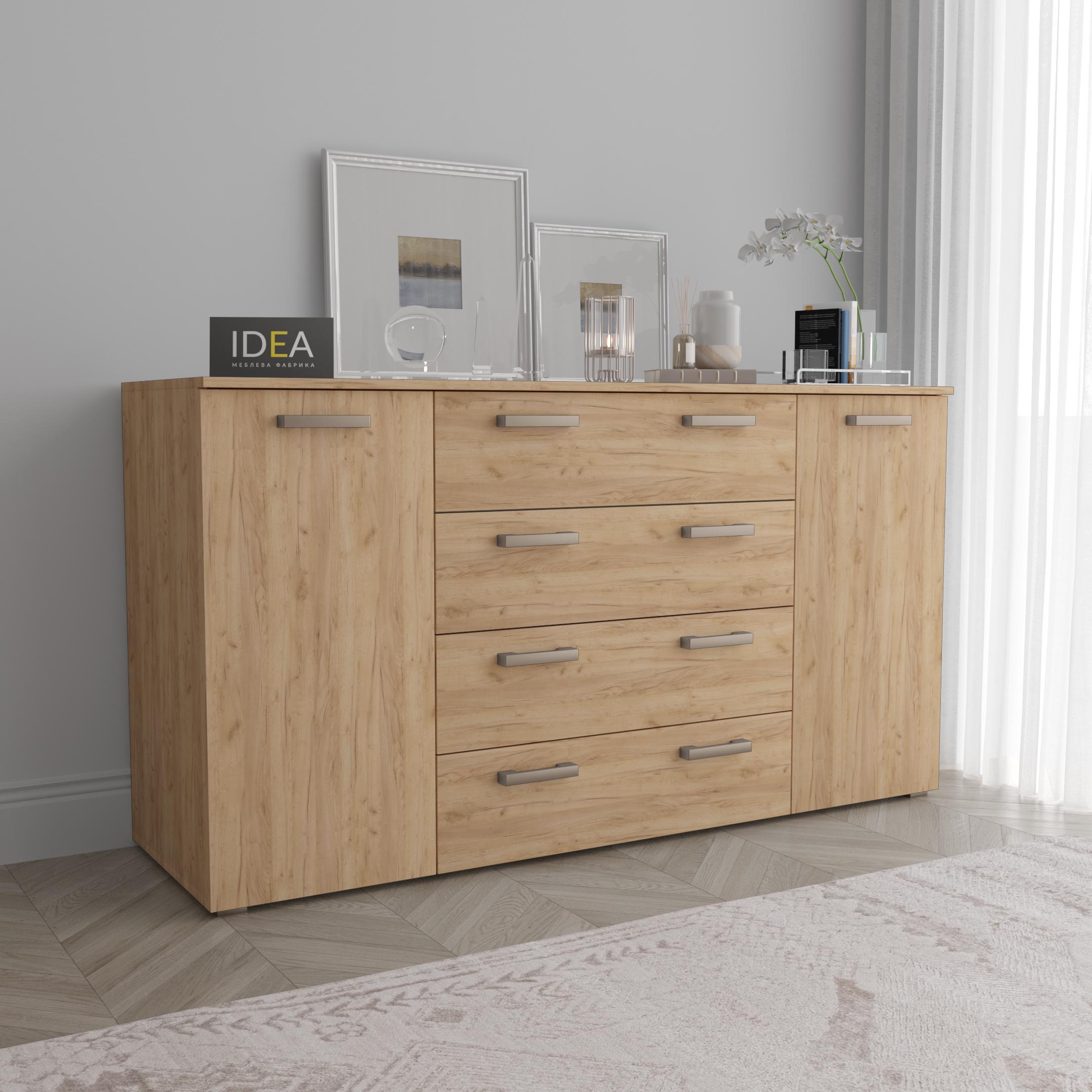 Комод Idea ТКБ-375.2 на 4 шухляди з дверима Дуб крафт (26718343) - фото 1 Комод Idea ТКБ-375.2 на 4 шухляди з дверима Дуб крафт (26718343) - фото 1