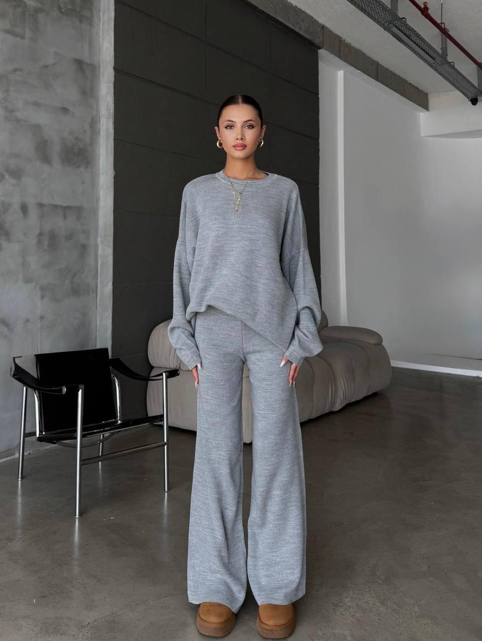 Костюм женский оверсайз ангора-кашемир р. 42/44 Серый (31986357)
