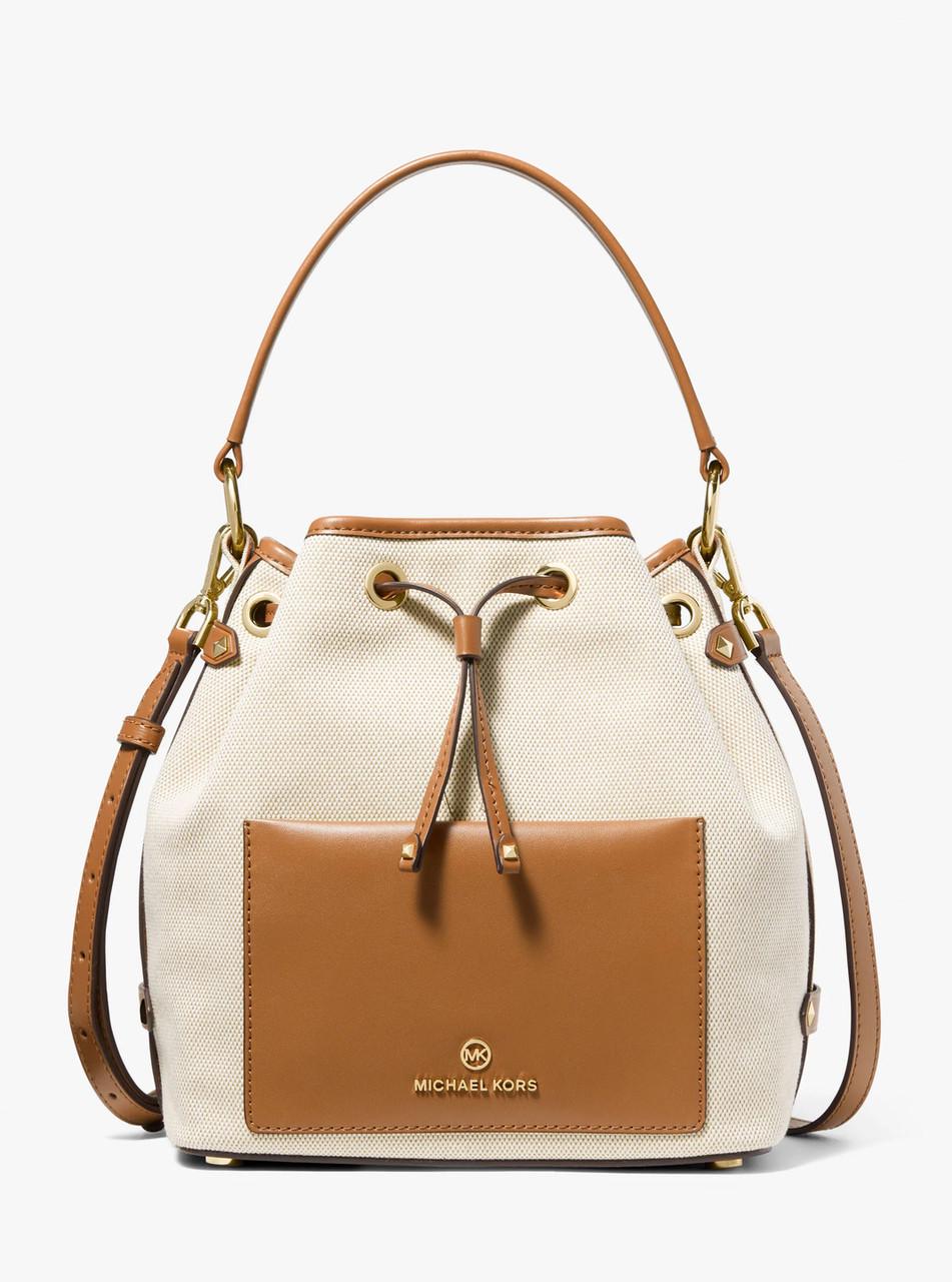 Женская сумка Michael Kors Maeve 30T2G5VM2C Nat/Acorn MD BCKT MSGR Белый с коричневым (2740567160)