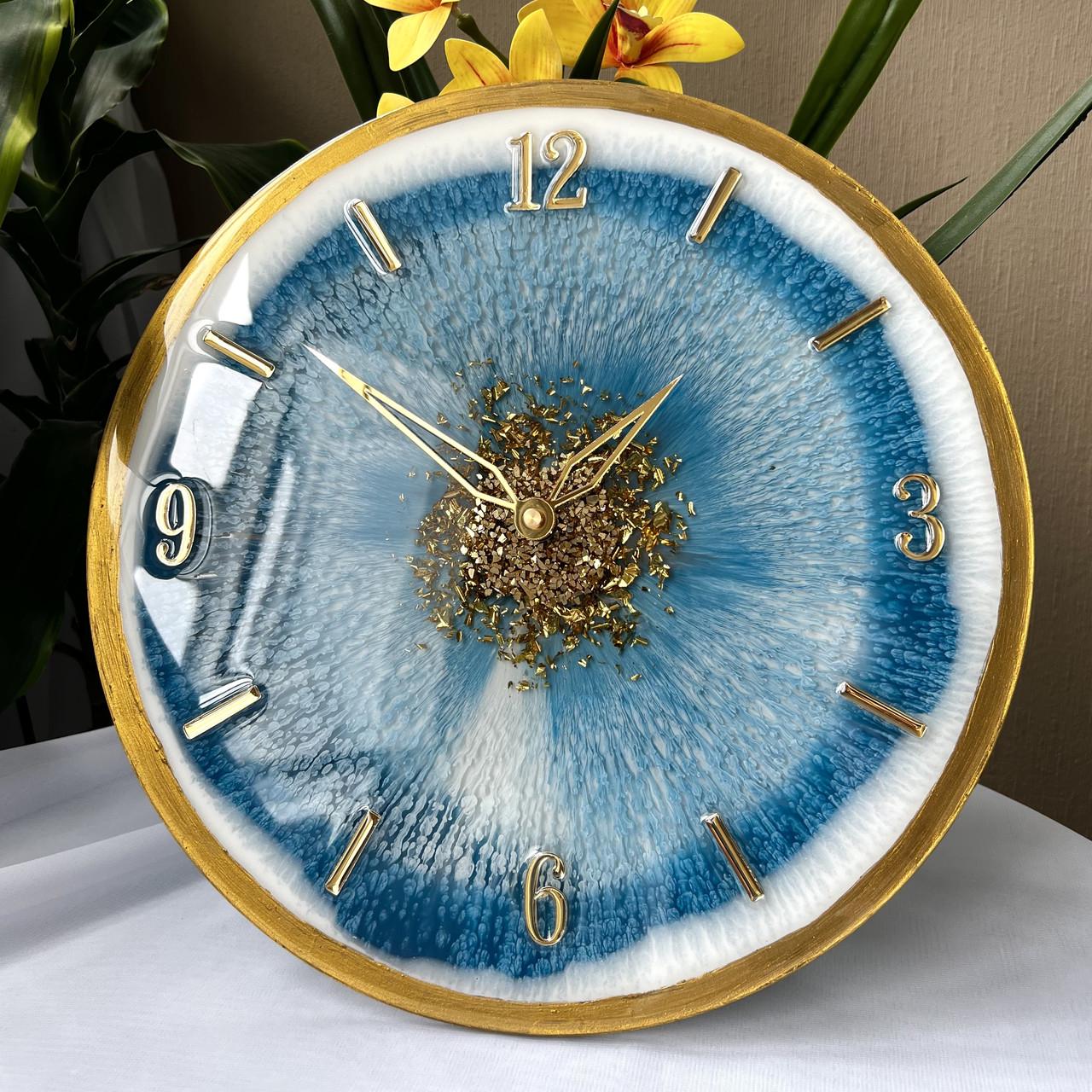 Часы настенные круглые EPOXY M196 из эпоксидной смолы 34x34 см