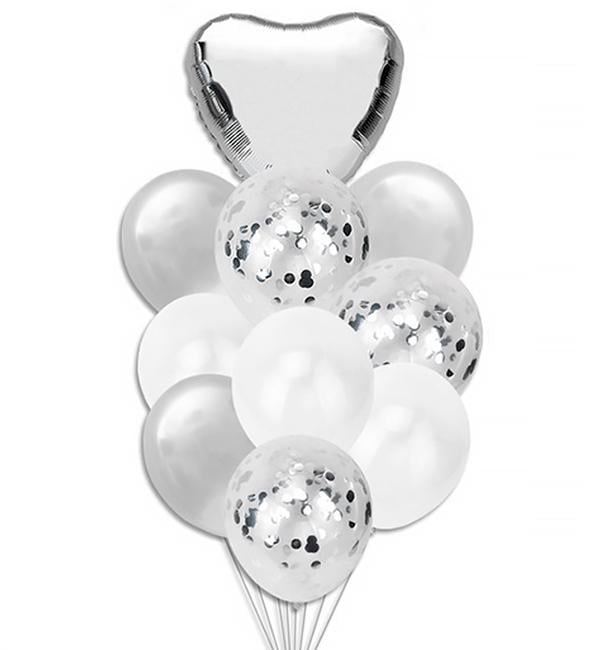 Воздушные шары 10 шт. Silver/White Воздушные шары 10 шт. Silver/White