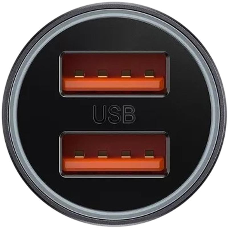 Зарядное устройство автомобильное BASEUS Golden Contactor Max Series 60W 2USB Dark Grey (CGJM000013) - фото 6 Зарядное устройство автомобильное BASEUS Golden Contactor Max Series 60W 2USB Dark Grey (CGJM000013) - фото 6