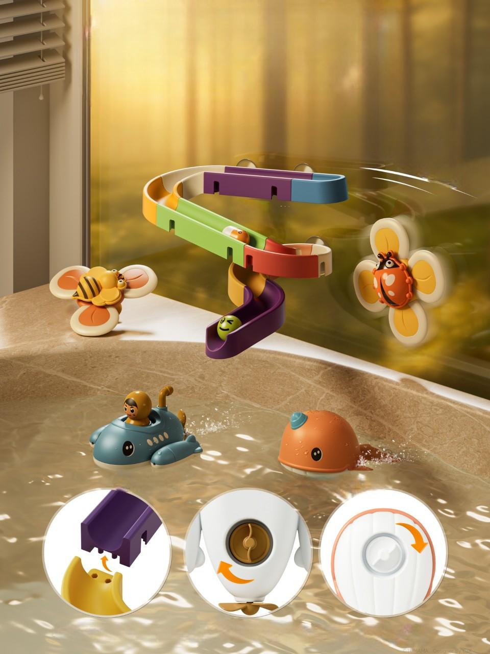 Набір ігровий для ванни Tumama веселий динозавр з водяним душем Різнокольоровий - фото 6