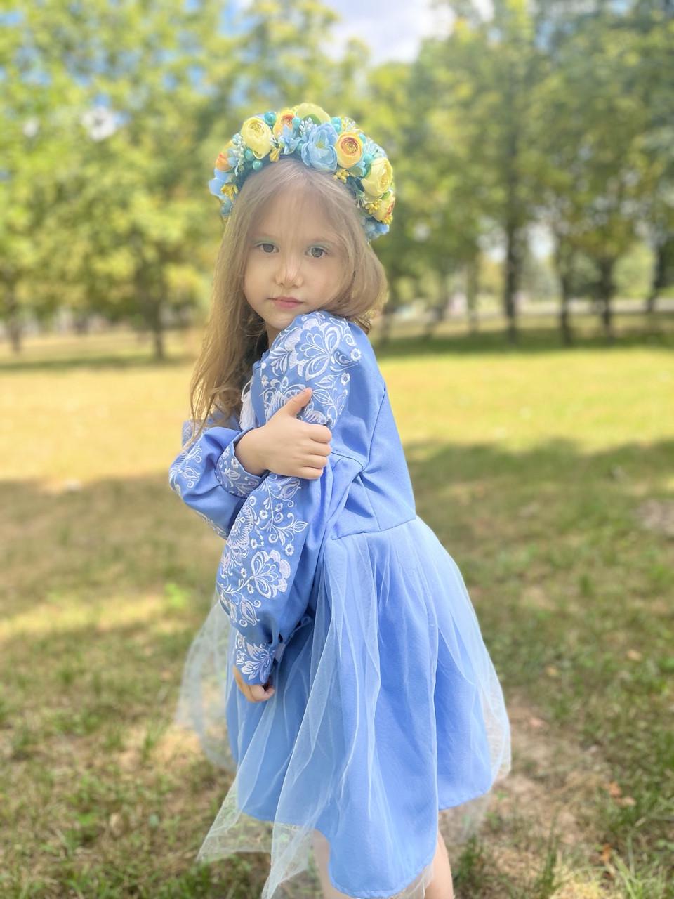 Сукня вишиванка для дівчаток Пишна 152 см Блакитний - фото 3 Сукня вишиванка для дівчаток Пишна 152 см Блакитний - фото 3