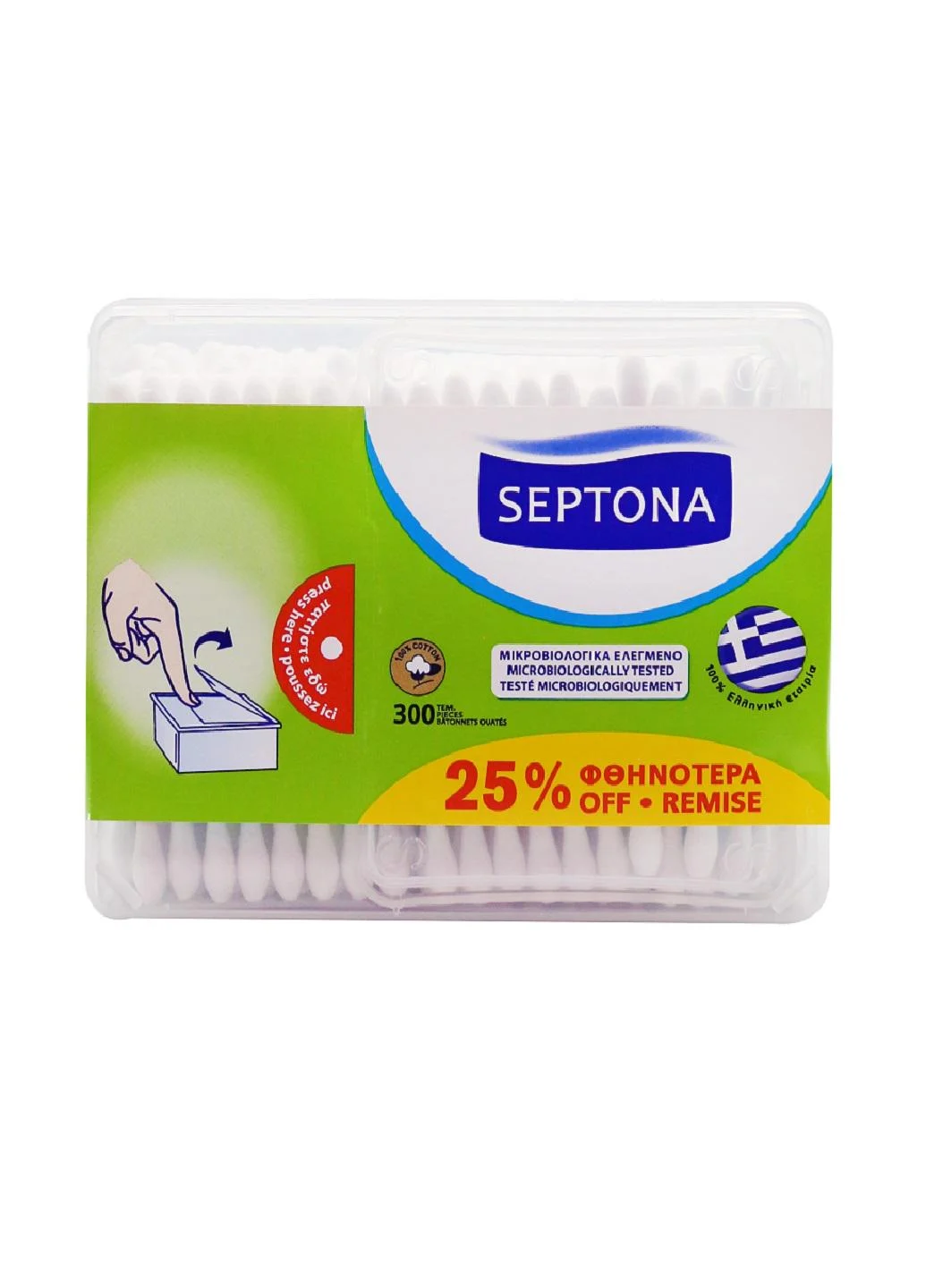 Ватные палочки Septona с диспенсером 300 шт. (22516473)