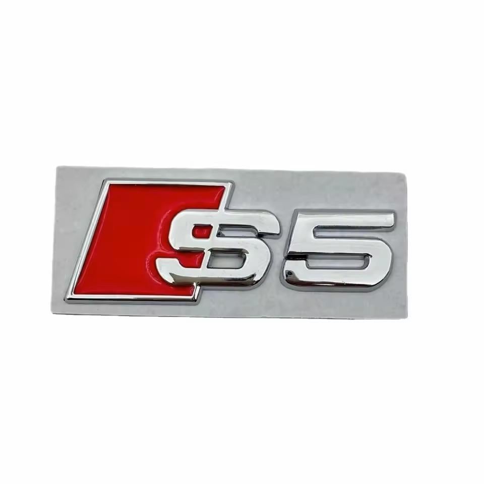 Эмблема надпись S5 Audi металл 8х3 см Хром/Красный глянцевый (2897705094)