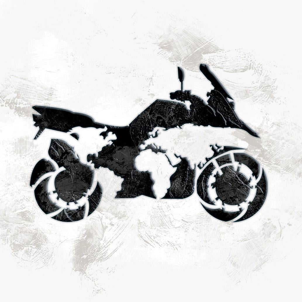 Трафарет DFA Силуэт мотоцикла на карте мира штукатурка/краска 90x62 см толщина 0,3-1 мм (L00061-4)