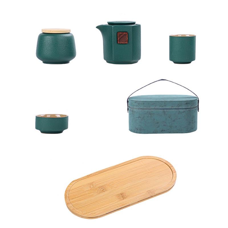 Сервіз для чайної церемонії дорожній Lesko 45521 керамічний 7 пр. Dark green (2471836542) - фото 5 Сервіз для чайної церемонії дорожній Lesko 45521 керамічний 7 пр. Dark green (2471836542) - фото 5