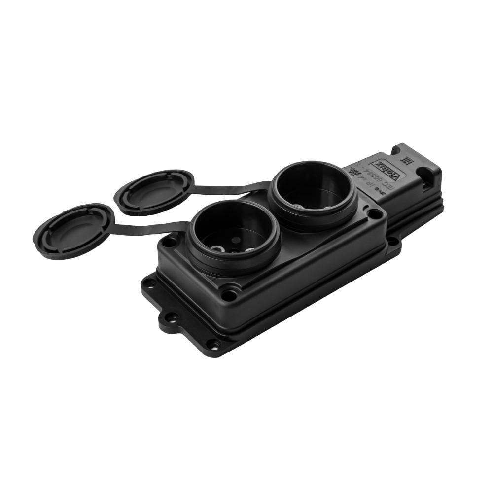 Колодка двомісна Violux каучук настінна без заземлення з кришкою IP44 (930700)