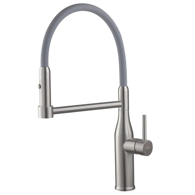 Смеситель с гибкой воронкой высокий однорычажный KOER 005-KI-70005-02 нержавеющая сталь SUS304 Хром (b-KR3388)