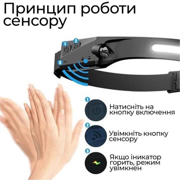 Фонарь налобный BL-W689/G28-LM+COB сенсорный Li-ion аккумулятор White/Red (ws88242) - фото 9 Фонарь налобный BL-W689/G28-LM+COB сенсорный Li-ion аккумулятор White/Red (ws88242) - фото 9