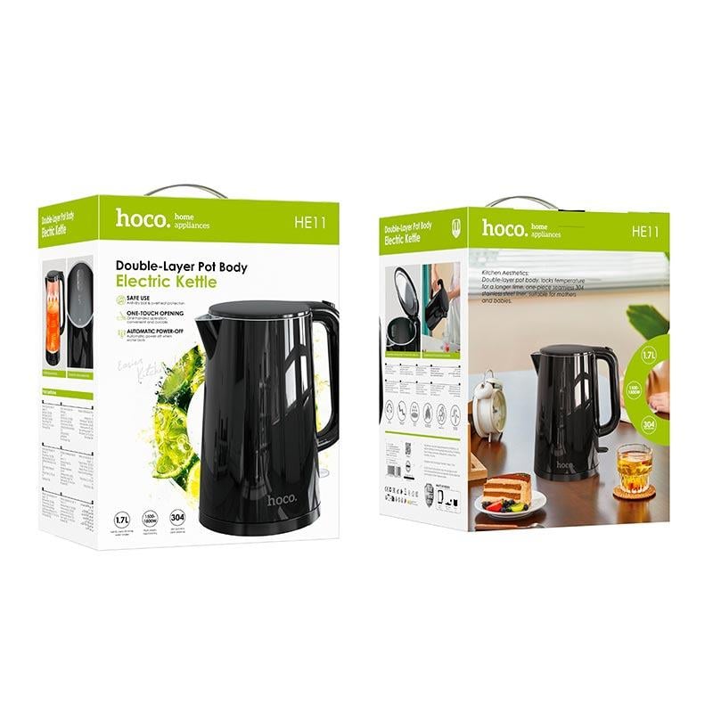 Электрочайник Hoco HE11 electric kettle 1500-1800 Вт 1,7 л Черный (613300) - фото 5 Электрочайник Hoco HE11 electric kettle 1500-1800 Вт 1,7 л Черный (613300) - фото 5