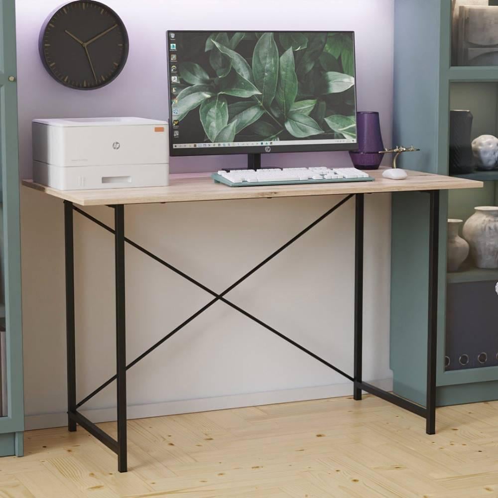 Письменный стол Ferrum-decor Line Лайт металл/ДСП 16 мм 750x1200x600 мм Черный/Дуб Сан-Марино (FRD-104858)