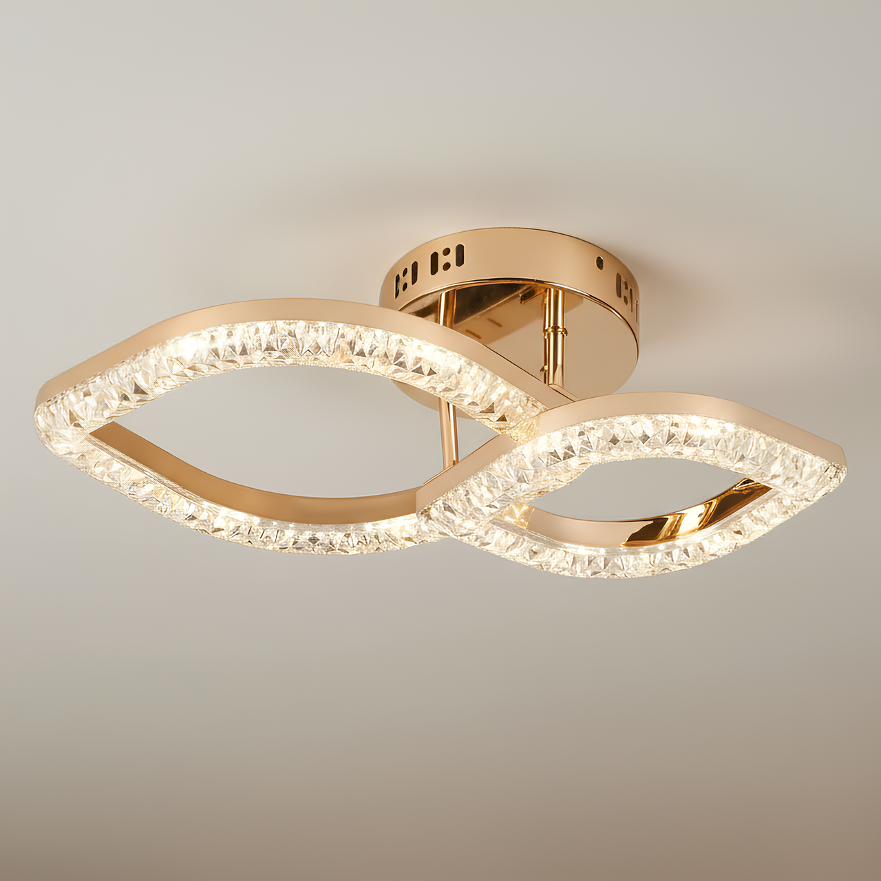 Люстра светодиодная Sirius 48W с металлическим каркасом 3000-6500K с пультом Золотой (G 2721/1+1 GD)