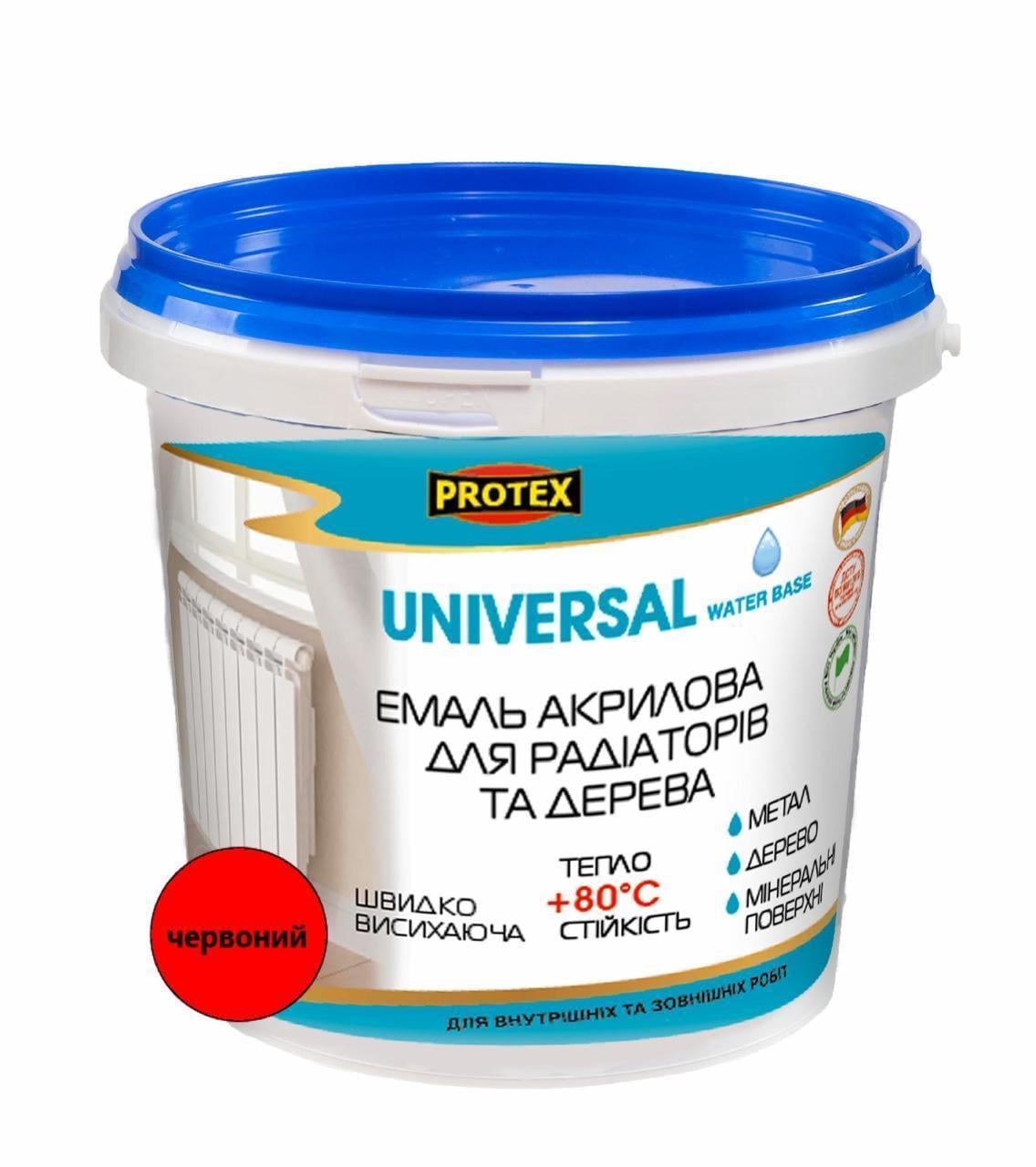 Эмаль акриловая водно-дисперсионная Universal PROTEX 0,9 кг 770 мл Красный (3014750617)