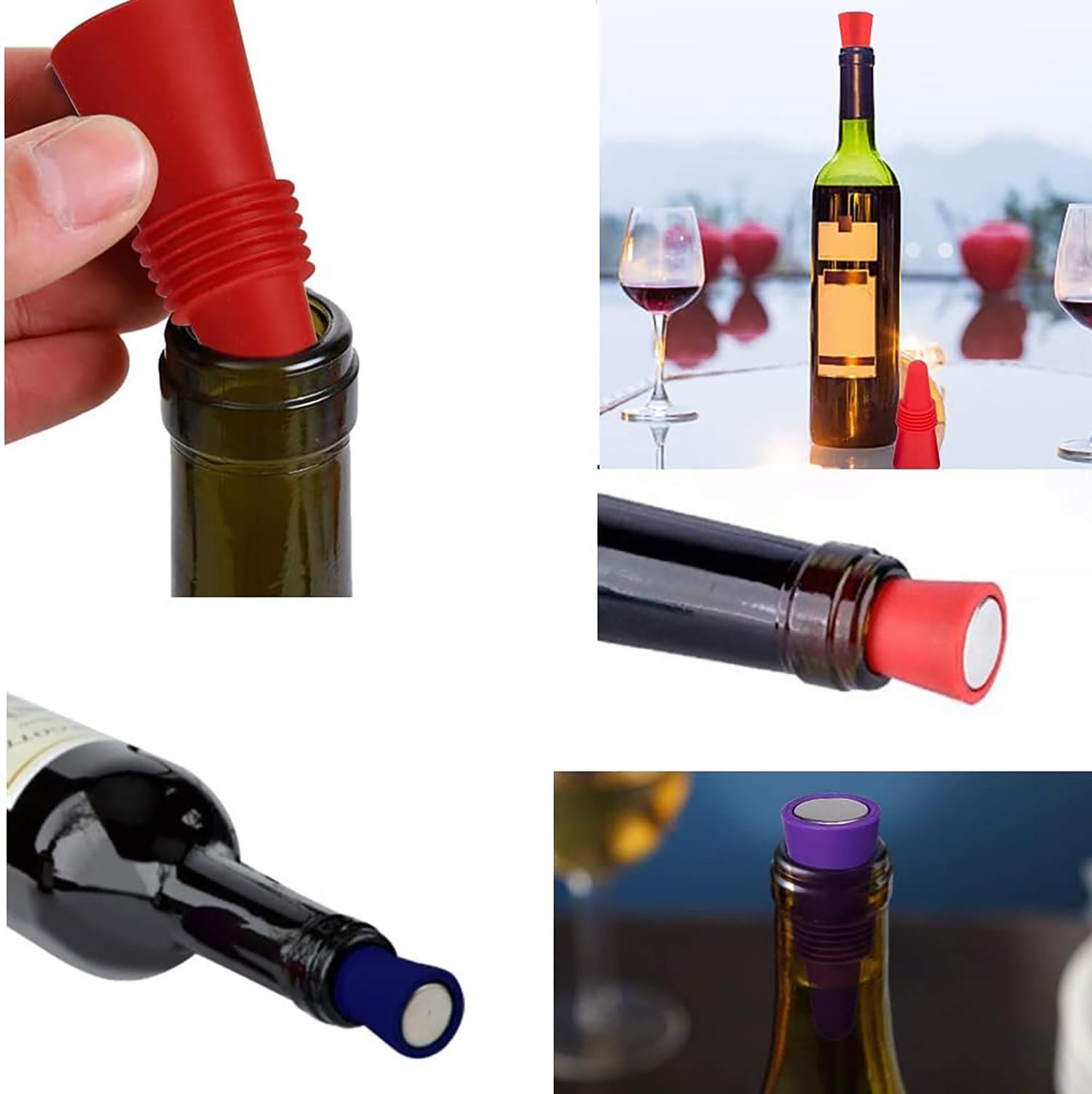 Комплект пробок для бутылок вина и шампанского многократные силиконовые 6 см 2 шт. (24099405) - фото 12