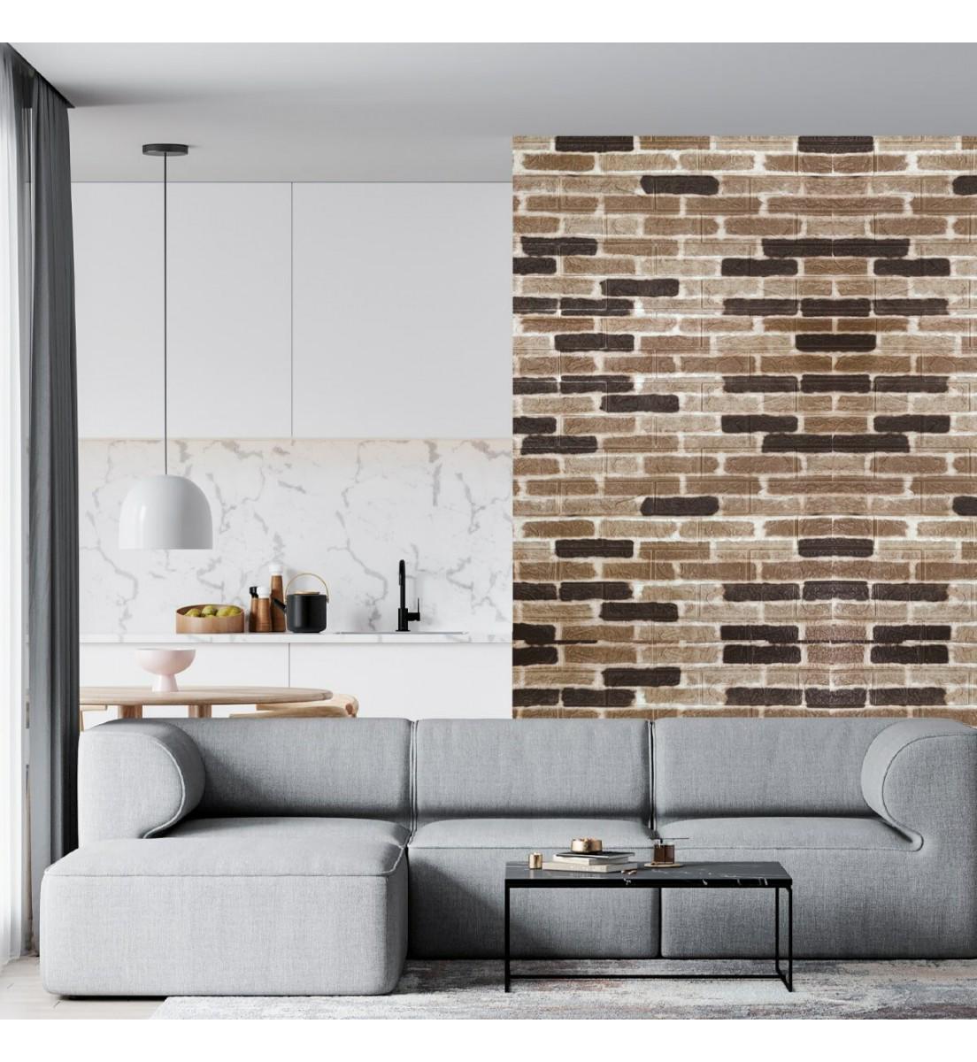 3D-панель декоративная под екатеринославский кирпич самоклеющаяся 700x770x3 мм Коричневый (346-3) - фото 3