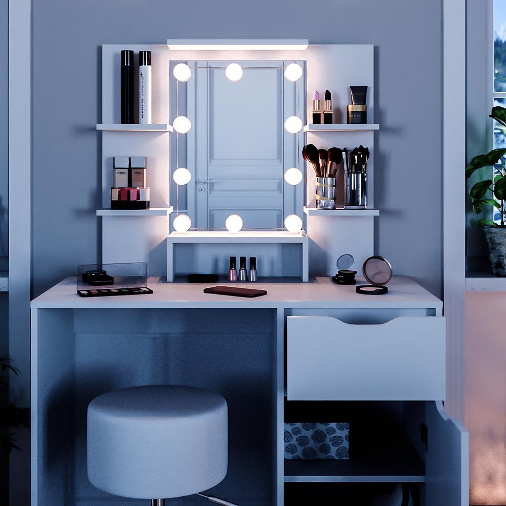 Туалетный столик Vicco Ruben с подсветкой и стулом Белый - фото 5