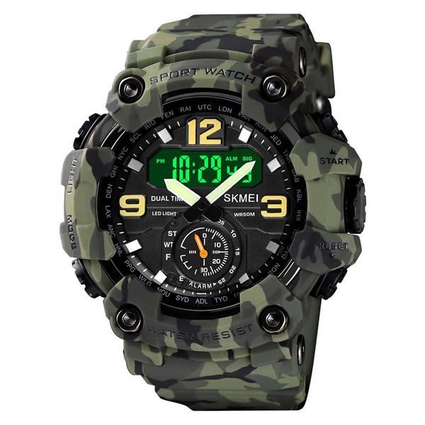 Наручний годинник протиударний Skmei 1637CMGN Camo Green