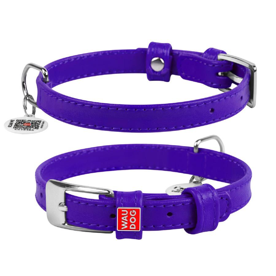 Ошейник для собак кожаный Waudog Glamour с QR паспортом без украшений XS 15 мм 27-36 см - фото 1 Ошейник для собак кожаный Waudog Glamour с QR паспортом без украшений XS 15 мм 27-36 см - фото 1