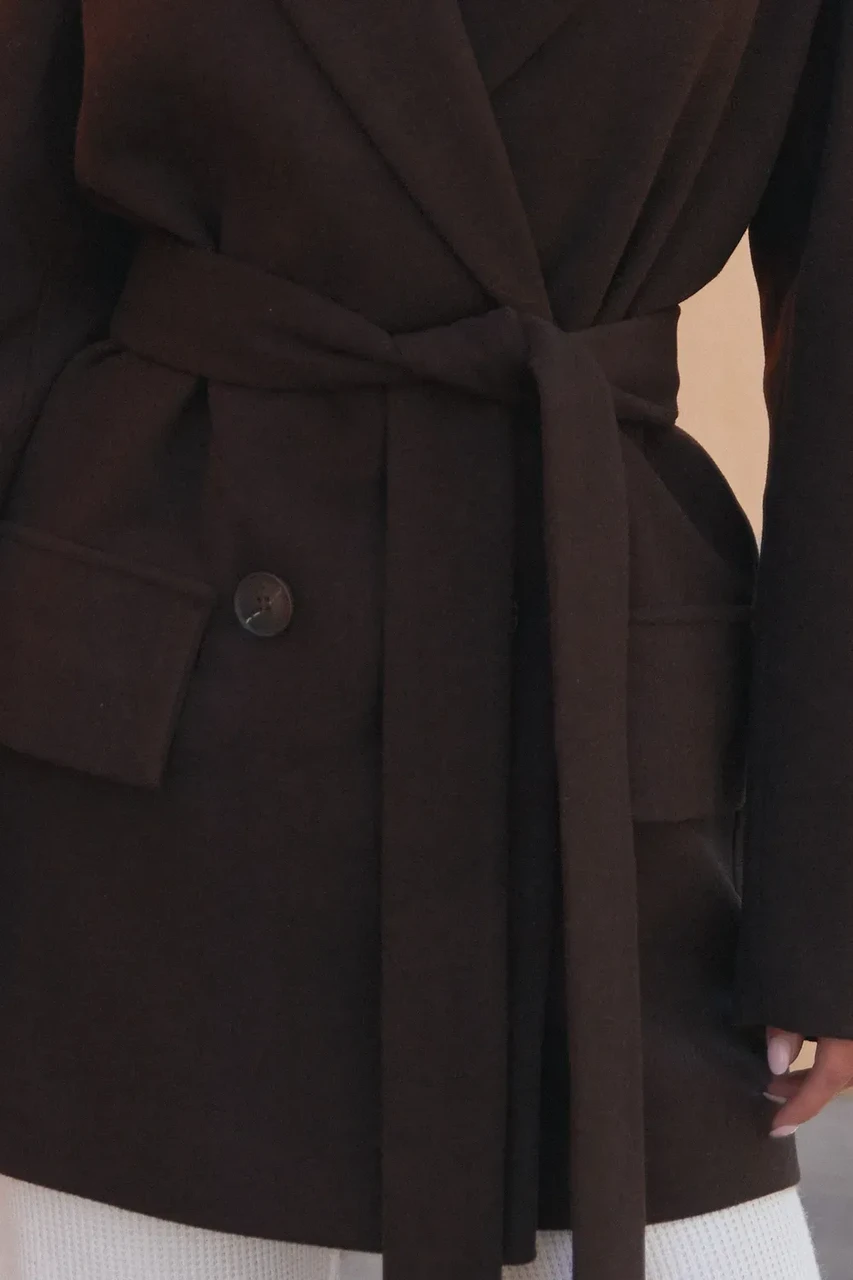 Пальто двубортное Seventeen XXL-3XL Коричневый - фото 2 Пальто двубортное Seventeen XXL-3XL Коричневый - фото 2