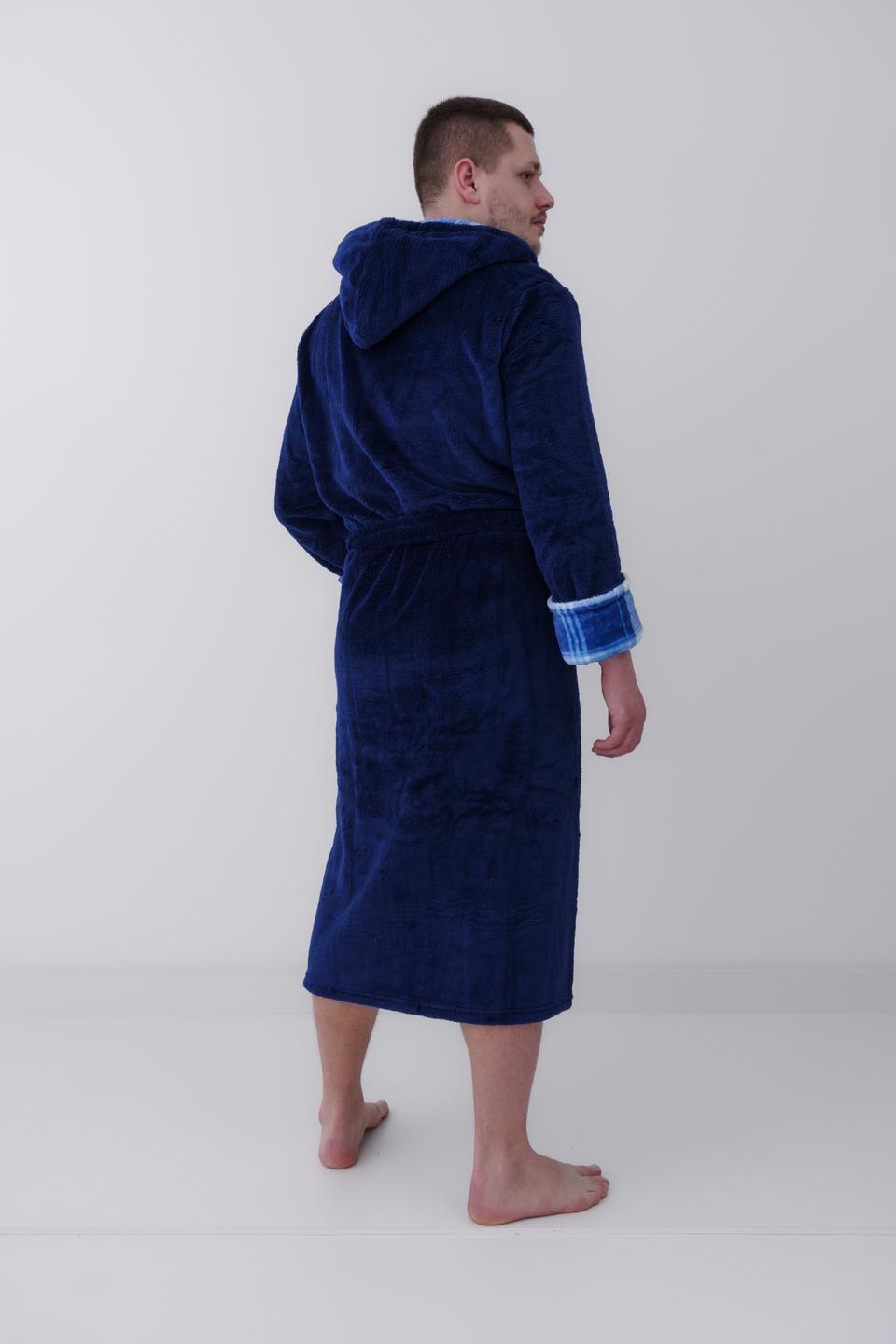 Халат чоловічий UT Store 3XL Темно-синій з блакитною клітиною - фото 2 Халат чоловічий UT Store 3XL Темно-синій з блакитною клітиною - фото 2
