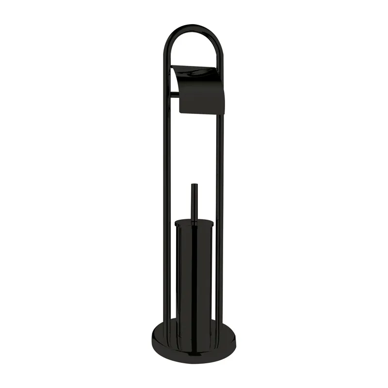 Ершик для унитаза Zerix Kit ME04 напольный с держателем туалетной бумаги Черный