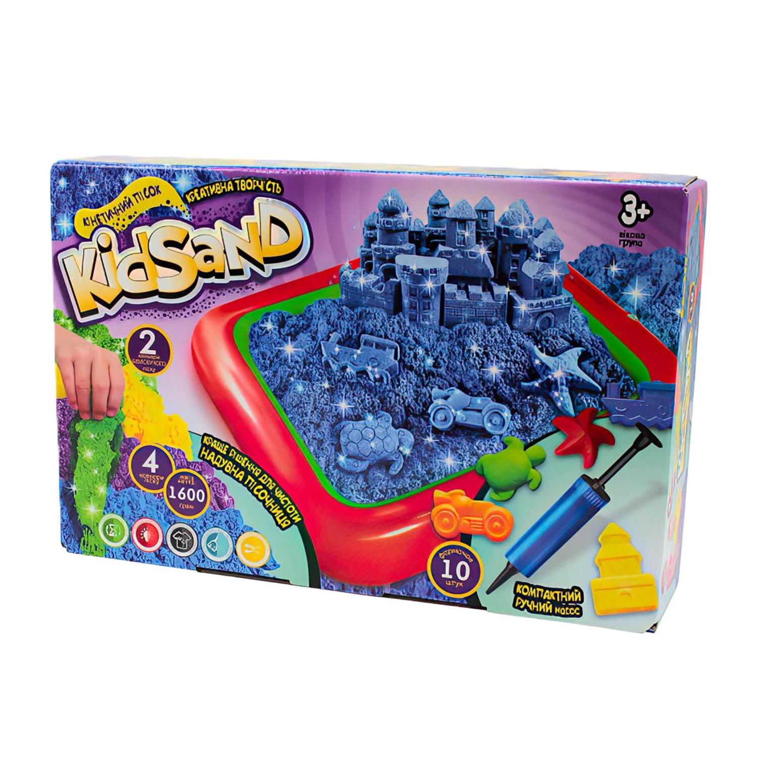 Кинетический песок KidSand 1600 г и песочница Danko Toys KS-02-01 U (60031)