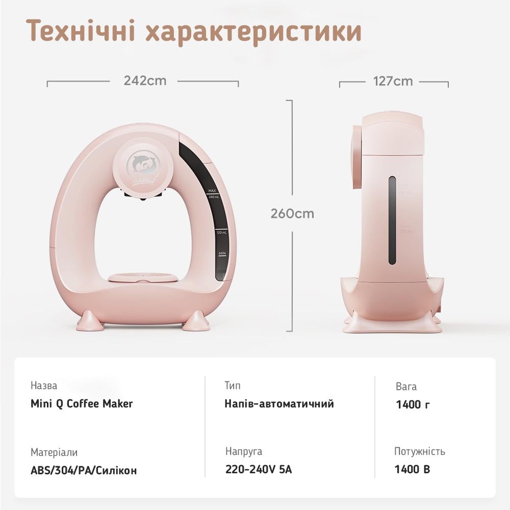 Кавомашина iCafilas MiniQ Coffee Machine Pink - фото 6