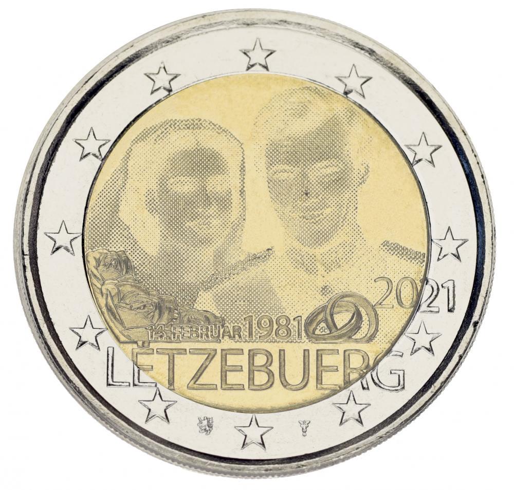 Коллекционная монета Люксембург 2 евро 2021 Биметалл UNC 40-летие бракосочетания Великого Герцога и Великой Герцогине Фото (М16017) Коллекционная монета Люксембург 2 евро 2021 Биметалл UNC 40-летие бракосочетания Великого Герцога и Великой Герцогине Фото (М16017)
