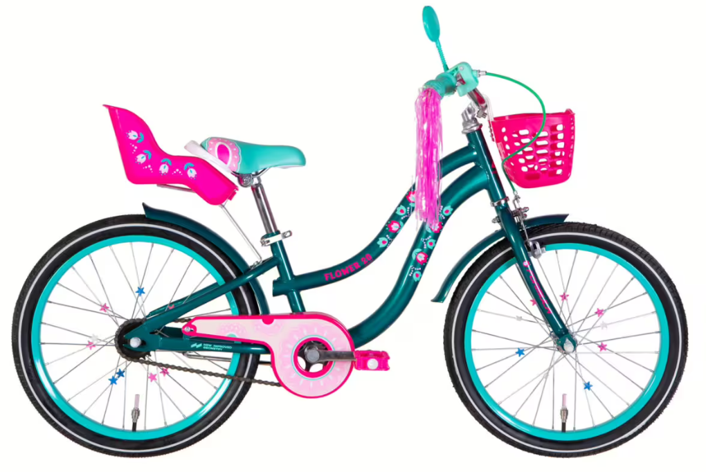 Велосипед Formula Kid FLOWER PREMIUM ST 20"/10" BH звонок корзина зеркало 2026 Темно-зеленый (8585053830865)