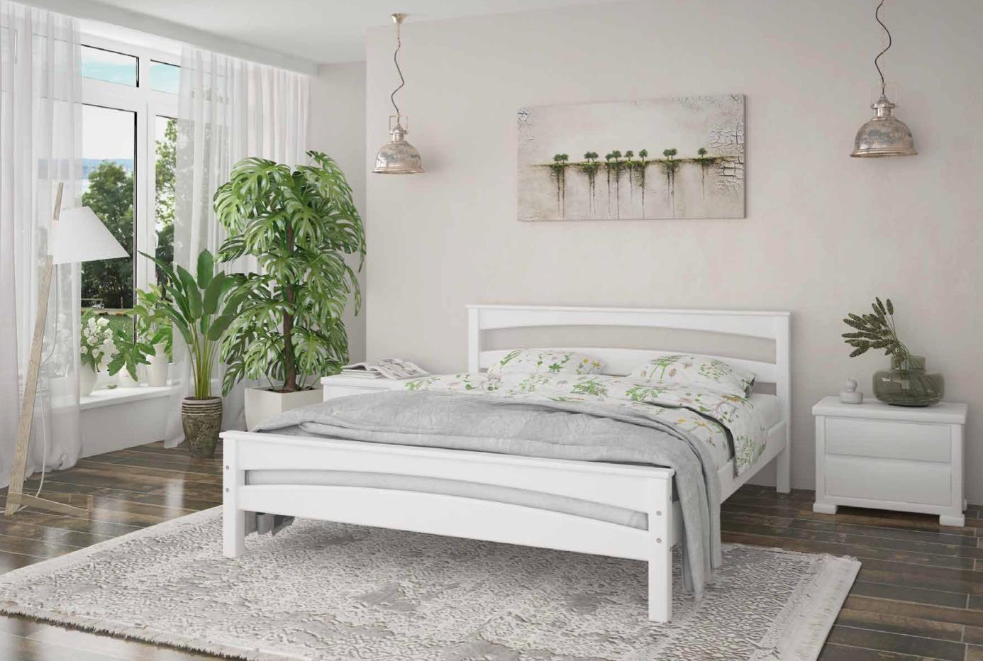 Кровать классическая двуспальная MebiGrand Чикаго Сити с ламелями 140х200 см Белый (46022)