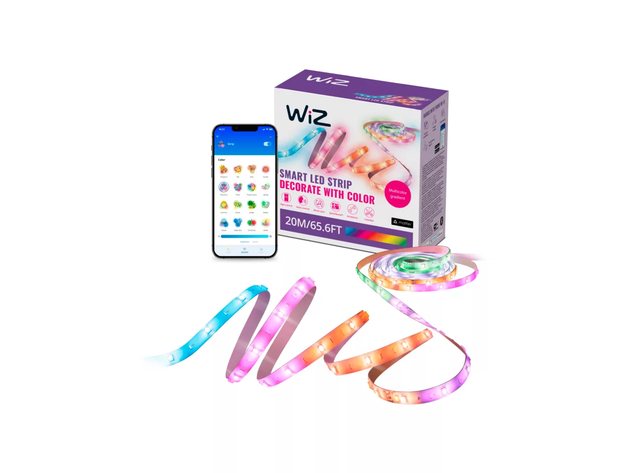 Умная LED лента WiZ RGBIC 30,6W Wi-Fi Bluetooth Matter 20 м синхронизация с музыкой (2964895001)