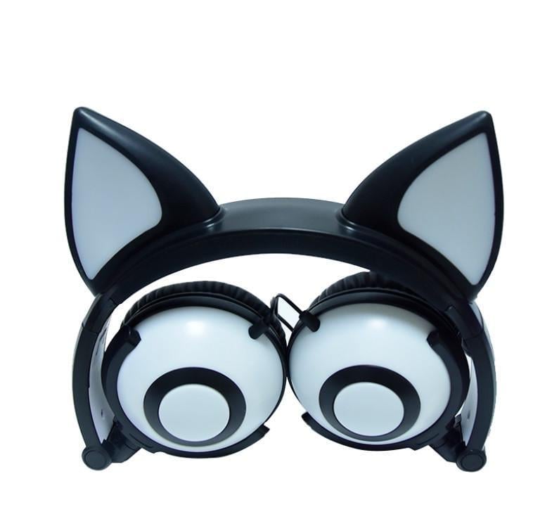 Навушники LINX Bear Ear Headphone з вушками Лисички LED Чорний (SUN2648)