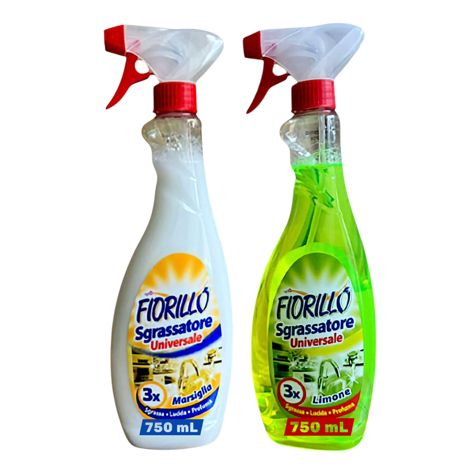 Набор Универсальных чистящих и обезжиривающих средств Fiorillo SGRASSATORE Limone and Marsiglia по 750 мл спрей 2 шт. (001732/244)