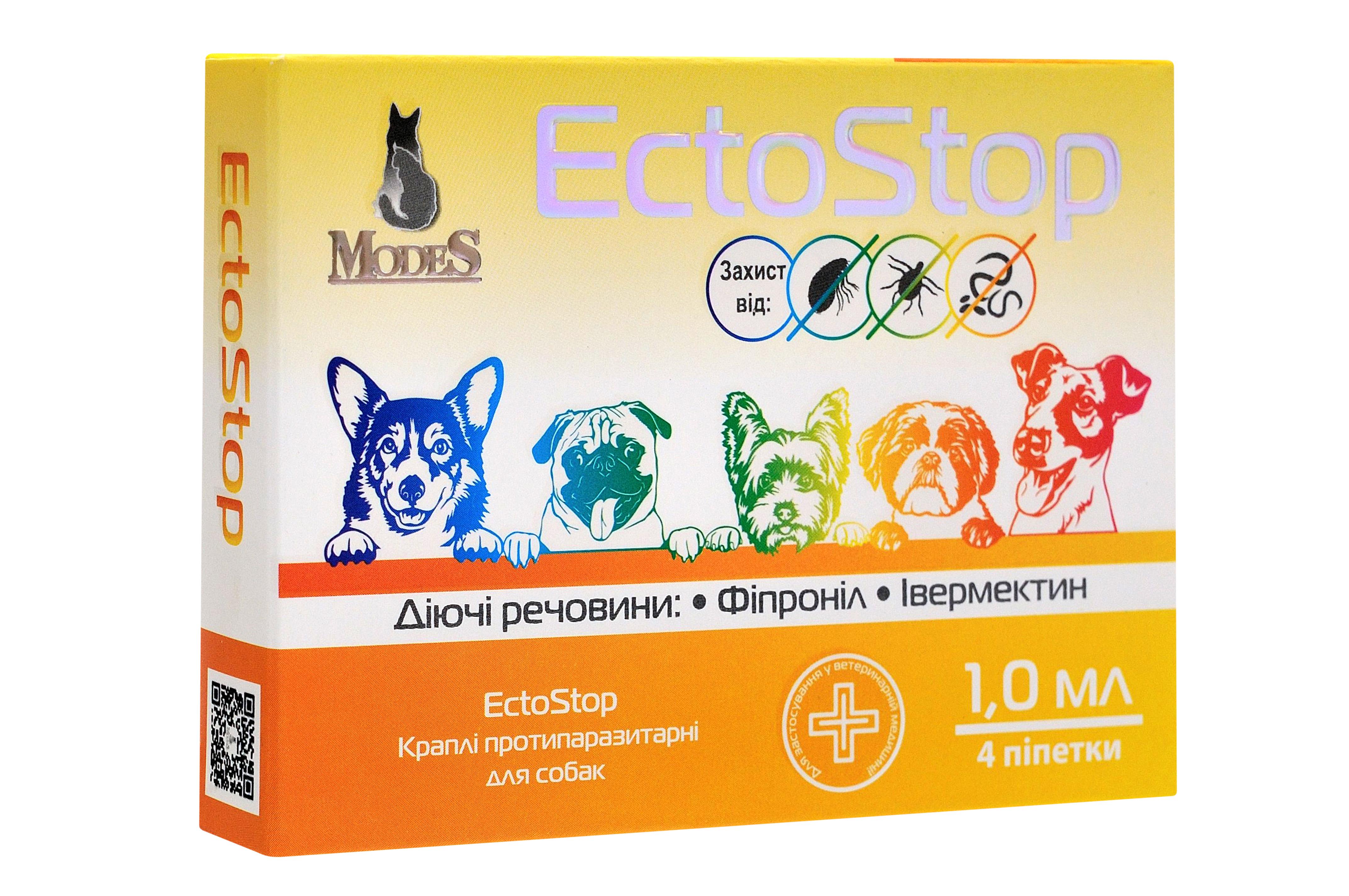 Краплі протипаразитарні ModeS EctoStop для собак 4-10кг 1 мл (27849740) Краплі протипаразитарні ModeS EctoStop для собак 4-10кг 1 мл (27849740)